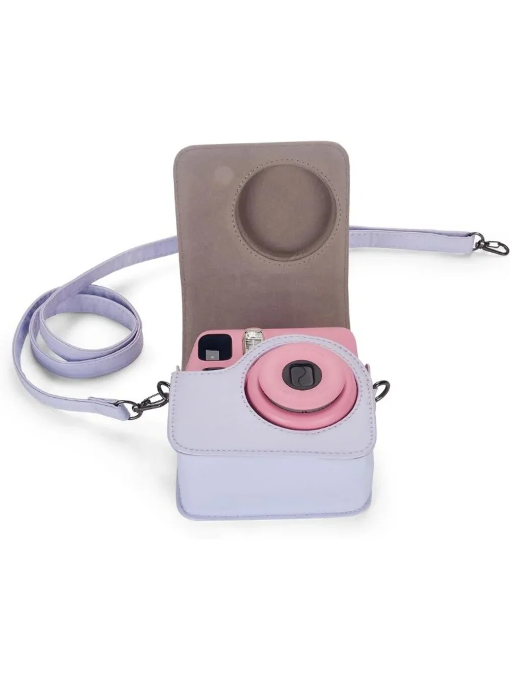 Mini Instant Camera Case - PU Leather Cover with Pocket & Adjustable Strap